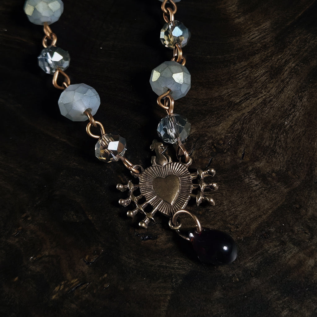 Seven Sorrows | Sea Salt & Sage Glass Necklace