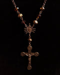Seven Sorrows & Passion Crucifix | Asymmetrical Autumn Glass Necklace