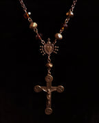 Seven Sorrows & Passion Crucifix | Asymmetrical Autumn Glass Necklace