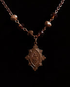 Sacred Heart Fleur de Lies | Asymmetrical Autumn Glass Necklace