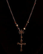 Seven Sorrows & Passion Crucifix | Asymmetrical Autumn Glass Necklace